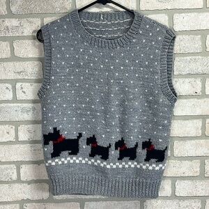 Vintage Scotty dog terrier sweater vest, medium
